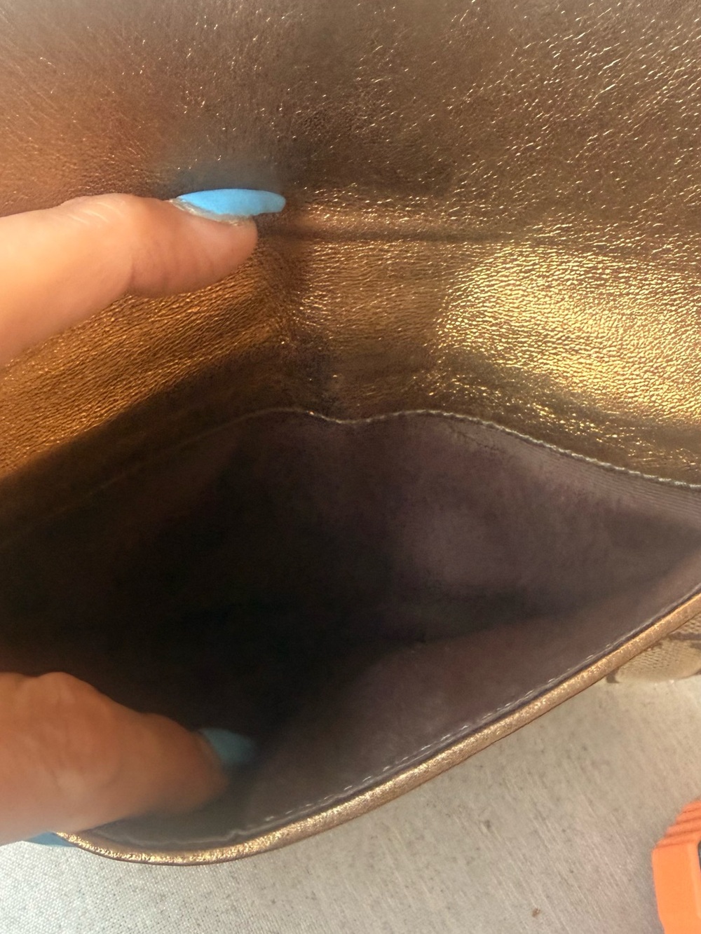 Brown metalic Leather-Trim Canvas wallet- wristler Coach vintage signature - Picture 8 of 15